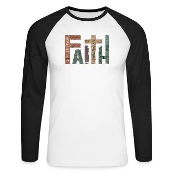 Jesus Christlich Katholiken Gläubiger Gottesdienst - Unisex Baseballshirt langarm - Weiß/Schwarz - Vorne - Nik (191cm)