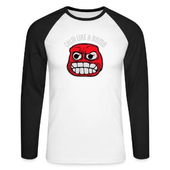 Calm Like Bomb Paradox Irony Humor Explosive Joke - Unisex Long Sleeve Baseball T-Shirt - white/black - Front - Nik (191cm)