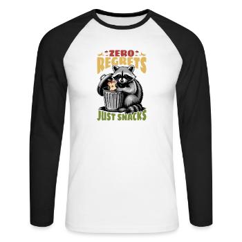 Funny Raccoon - Unisex Baseballshirt langarm - Weiß/Schwarz - Vorne - Nik (191cm)