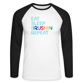Artist Painter Graphic Eat Sleep Brushin Repeat - Unisex Long Sleeve Baseball T-Shirt - white/black - Front - Nik (191cm)