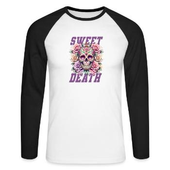 Flowers Skull Beauty Bloom - Unisex Long Sleeve Baseball T-Shirt - white/black - Front - Nik (191cm)