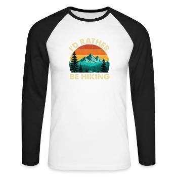 I'd Rather Be Hiking Funny Outdoor Enthusiast - Unisex Long Sleeve Baseball T-Shirt - white/black - Front - Nik (191cm)