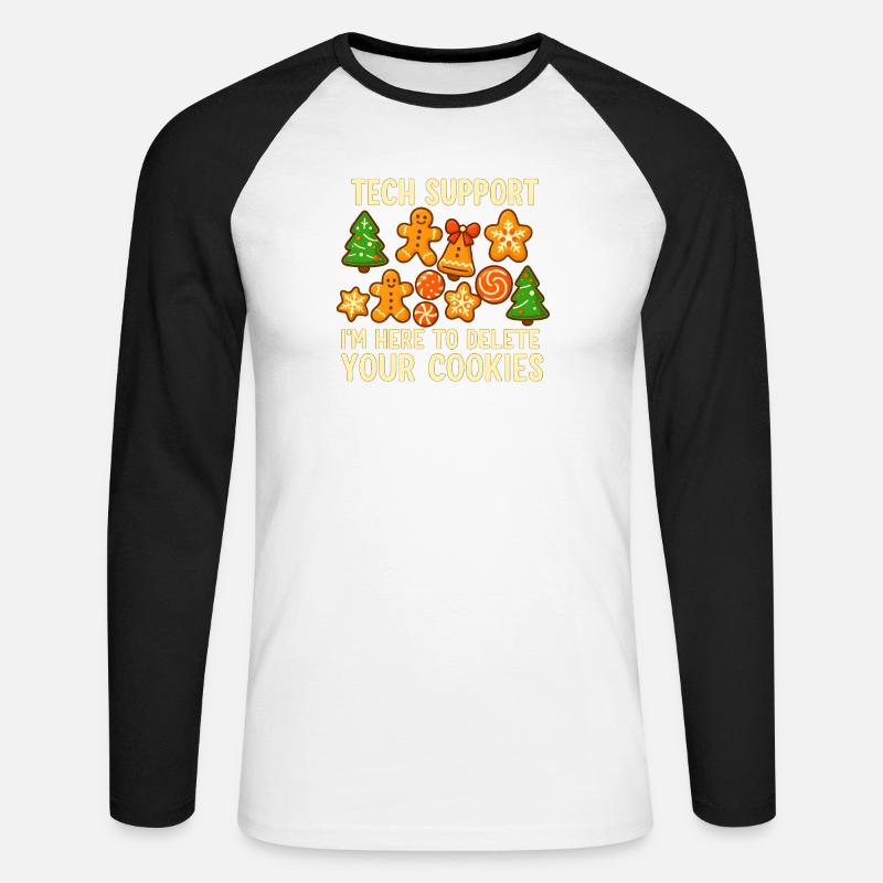 Technischer Support Cookie Weihnachten Meme - Unisex Baseballshirt langarm - Weiß/Schwarz