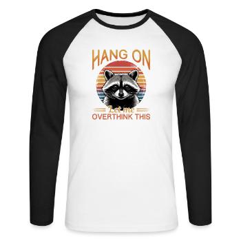 Funny Raccoon - Unisex Baseballshirt langarm - Weiß/Schwarz - Vorne - Nik (191cm)