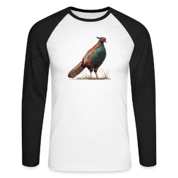 Pheasants Pheasant - Unisex Long Sleeve Baseball T-Shirt - white/black - Front - Nik (191cm)