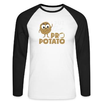 Taters Over Haters Kartoffel - Unisex Baseballshirt langarm - Weiß/Schwarz - Vorne - Nik (191cm)
