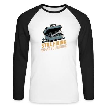 Handwerker Humor - Unisex Baseballshirt langarm - Weiß/Schwarz - Vorne - Nik (191cm)