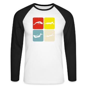 Schwimmen Wassersport Schwimmer Geschenke - Unisex Baseballshirt langarm - Weiß/Schwarz - Vorne - Nik (191cm)