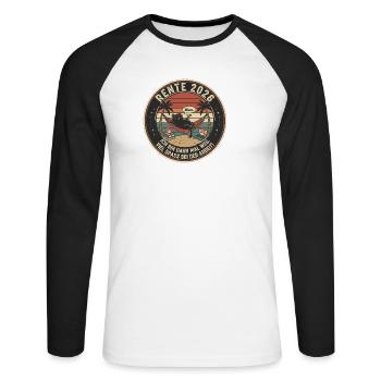 Rente de retraité Début de la retraite Chat Propriétaire de chat - T-shirt baseball manches longues Homme - blanc/noir - Devant - Nik (191cm)