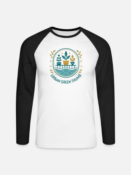 green thumb - Unisex Long Sleeve Baseball T-Shirt - white/black