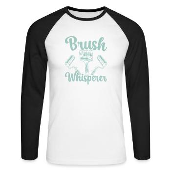 Peintre en bâtiment papa Cadeaux uniques - T-shirt baseball manches longues Homme - blanc/noir - Devant - Nik (191cm)