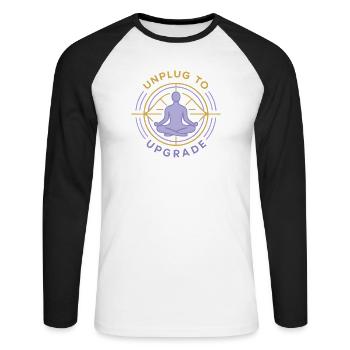 Meditation Upgrade - Unisex Long Sleeve Baseball T-Shirt - white/black - Front - Nik (191cm)