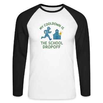 Laufende Mama, Papa, Joggende Eltern - Unisex Baseballshirt langarm - Weiß/Schwarz - Vorne - Nik (191cm)