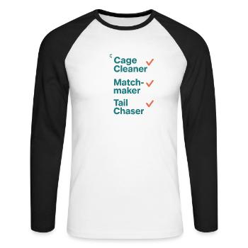 Jour de l’adoption Refuge pour animaux de sauvetage - T-shirt baseball manches longues Homme - blanc/noir - Devant - Nik (191cm)