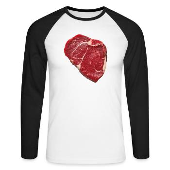 Bifteck - T-shirt baseball manches longues Homme - blanc/noir - Devant - Nik (191cm)