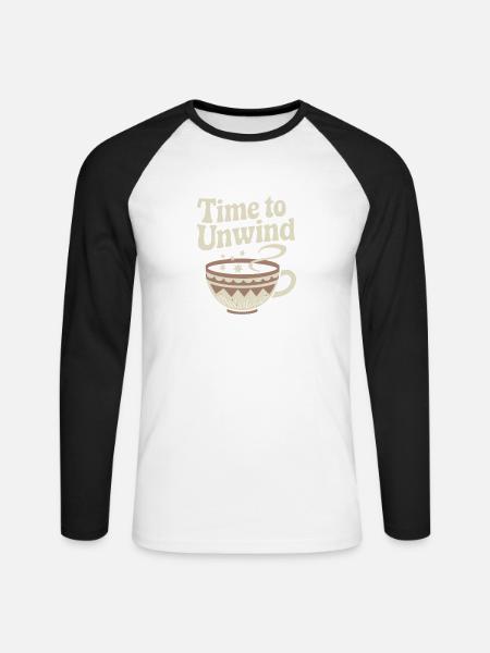 Time to Unwind – Vintage Teetasse - Unisex Baseballshirt langarm - Weiß/Schwarz