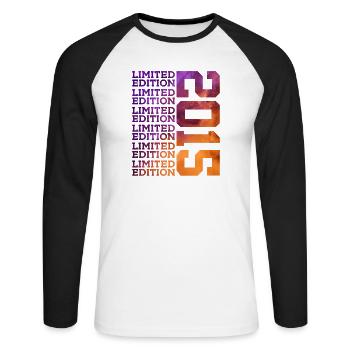 11 ANS ÉDITION LIMITÉE 2015 11E ANNIVERSAIRE - T-shirt baseball manches longues Homme - blanc/noir - Devant - Nik (191cm)