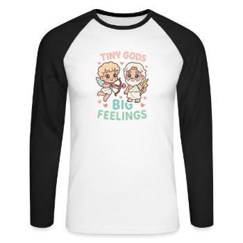 Mythologie de l’amour ancien Romance Vintage - T-shirt baseball manches longues Homme - blanc/noir - Devant - Nik (191cm)