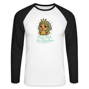 Pharaoh Archaeology in Ancient Egypt - Unisex Long Sleeve Baseball T-Shirt - white/black - Front - Nik (191cm)