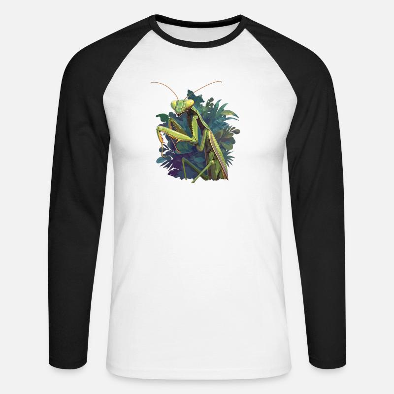Gottesanbeterinnen Gottesanbeterin - Unisex Baseballshirt langarm - Weiß/Schwarz