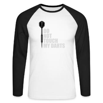 Do Not Touch My Darts Warning Darts Player Humor - Unisex Long Sleeve Baseball T-Shirt - white/black - Front - Nik (191cm)