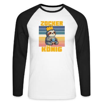 Gambler King - Unisex Long Sleeve Baseball T-Shirt - white/black - Front - Nik (191cm)