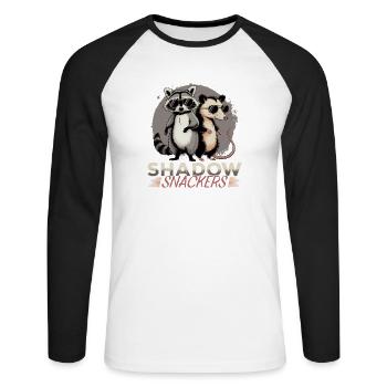 Funny Opossum and Raccoon - Unisex Long Sleeve Baseball T-Shirt - white/black - Front - Nik (191cm)