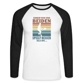 Tennis Player Gifts Tennis Sayings Outfits - Unisex Long Sleeve Baseball T-Shirt - white/black - Front - Nik (191cm)