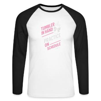 Cheer Mom Club Geschenk - Unisex Baseballshirt langarm - Weiß/Schwarz - Vorne - Nik (191cm)