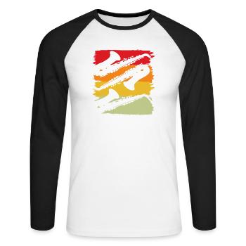 Saxophone Saxophoniste Instrument de musique - T-shirt baseball manches longues Homme - blanc/noir - Devant - Nik (191cm)