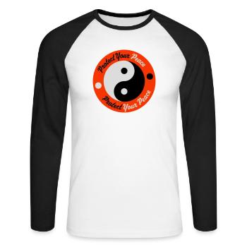 Protect Your Peace Mental Health Mindfulness - Unisex Long Sleeve Baseball T-Shirt - white/black - Front - Nik (191cm)