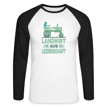 Agriculteur offre des cadeaux agricoles Tracteurs agricoles - T-shirt baseball manches longues Homme - blanc/noir - Devant - Nik (191cm)