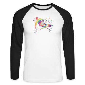 Alpine skiing Winter sports Nordic skiing - Unisex Long Sleeve Baseball T-Shirt - white/black - Front - Nik (191cm)
