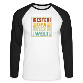 Le meilleur grand-père du monde offre Noël - T-shirt baseball manches longues Homme - blanc/noir - Devant - Nik (191cm)