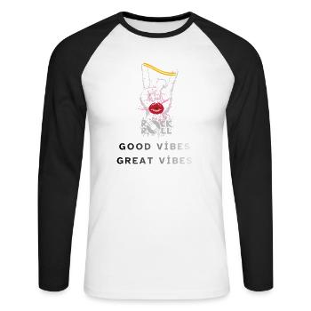 ROCK & ROLL – Urban Music Design - Unisex Long Sleeve Baseball T-Shirt - white/black - Front - Nik (191cm)