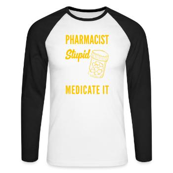 Apotheker Pharmazeutisch-technischer - Unisex Baseballshirt langarm - Weiß/Schwarz - Vorne - Nik (191cm)