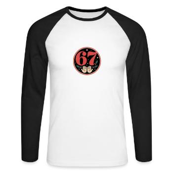 Motif de l’étoile des mains de Noël 67 - T-shirt baseball manches longues Homme - blanc/noir - Devant - Nik (191cm)