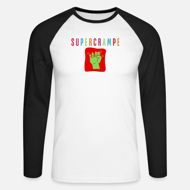 Pugno verde su sfondo rosso multicolore - Maglia da baseball a manica lunga da uomo - bianco/nero