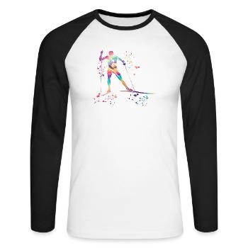 Ski de fond Ski de fond - T-shirt baseball manches longues Homme - blanc/noir - Devant - Nik (191cm)