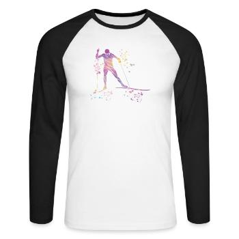 Ski de fond Ski de fond - T-shirt baseball manches longues Homme - blanc/noir - Devant - Nik (191cm)