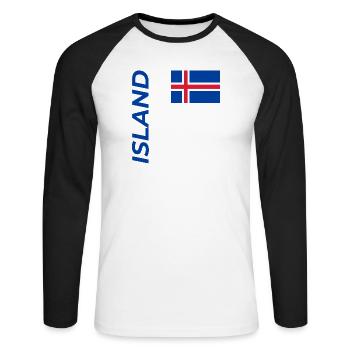 Siglufjördur - T-shirt baseball manches longues Homme - blanc/noir - Devant - Nik (191cm)