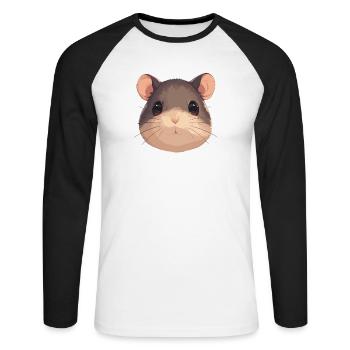 Ratten Ratte - Unisex Baseballshirt langarm - Weiß/Schwarz - Vorne - Nik (191cm)