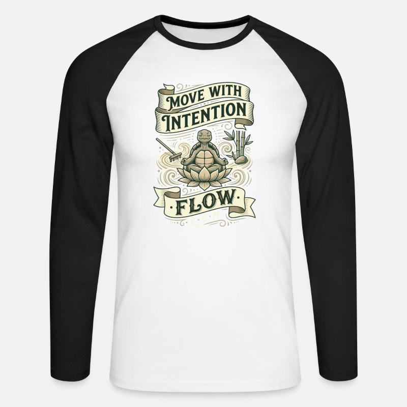 Bewegung mit Absicht: Zen Flow - Unisex Baseballshirt langarm - Weiß/Schwarz
