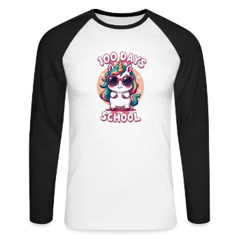 100th Day Of School 100 Day Of School Kids - Unisex Long Sleeve Baseball T-Shirt - white/black - Front - Nik (191cm)