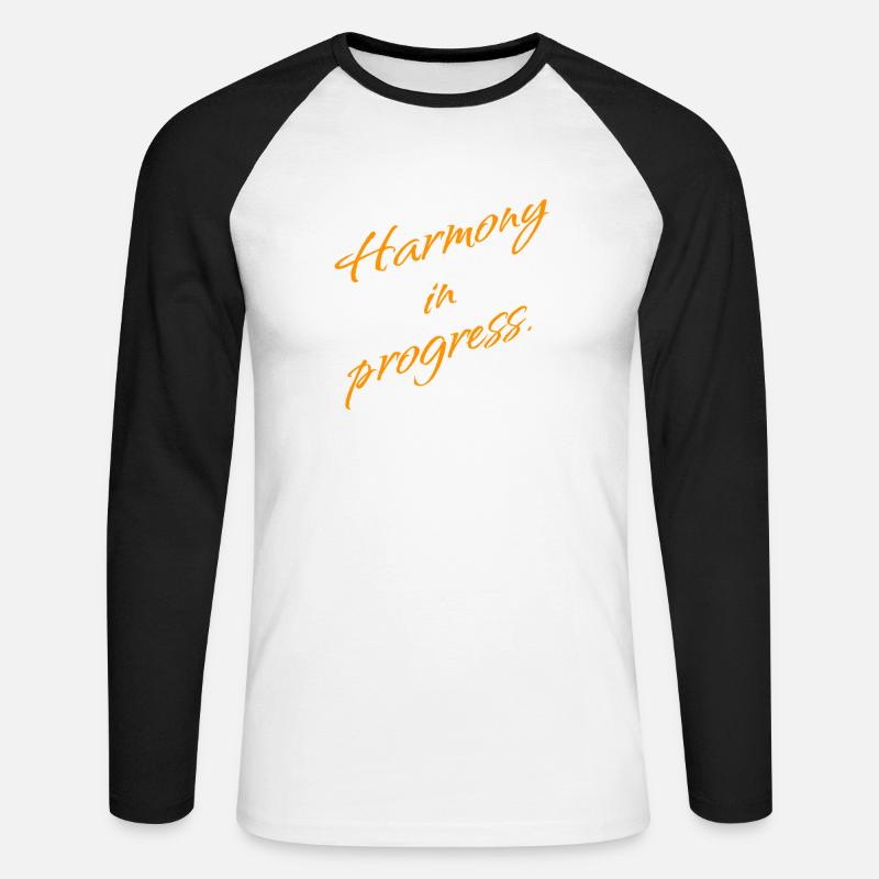 Harmony in Progress – Balance & Mindset - Unisex Baseballshirt langarm - Weiß/Schwarz