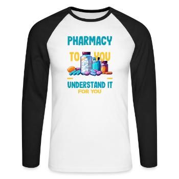 Apotheker Pharmazeutisch-technischer - Unisex Baseballshirt langarm - Weiß/Schwarz - Vorne - Nik (191cm)