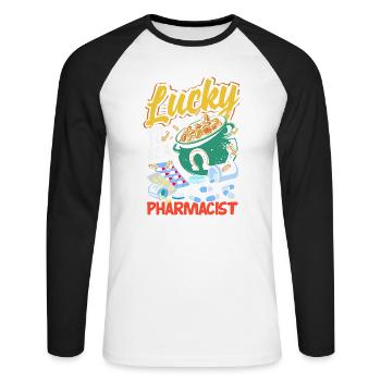 Apotheker Pharmazeutisch-technischer - Unisex Baseballshirt langarm - Weiß/Schwarz - Vorne - Nik (191cm)