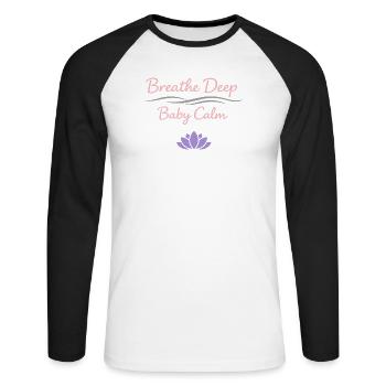 Prenatal Yoga Expectant Mother - Unisex Long Sleeve Baseball T-Shirt - white/black - Front - Nik (191cm)