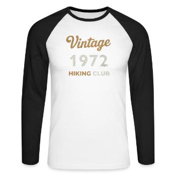 Vintage 1972 – Sailing Club Retro Geburtsjahr - Unisex Baseballshirt langarm - Weiß/Schwarz - Vorne - Nik (191cm)