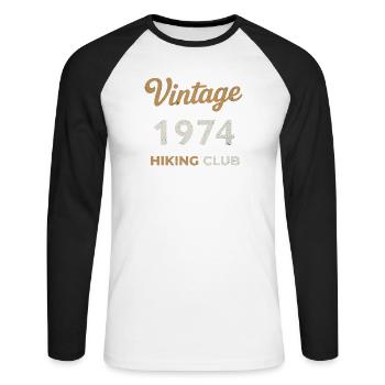 Vintage 1974 – Sailing Club Retro Birth Year - Unisex Long Sleeve Baseball T-Shirt - white/black - Front - Nik (191cm)
